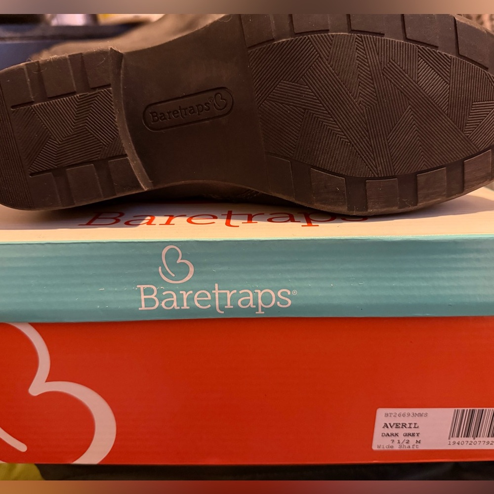 Bare Traps Riding Boots Averil Tall Shaft Ruched Women's 7.5M Side Zip Dark Grey - Picture 4 of 4